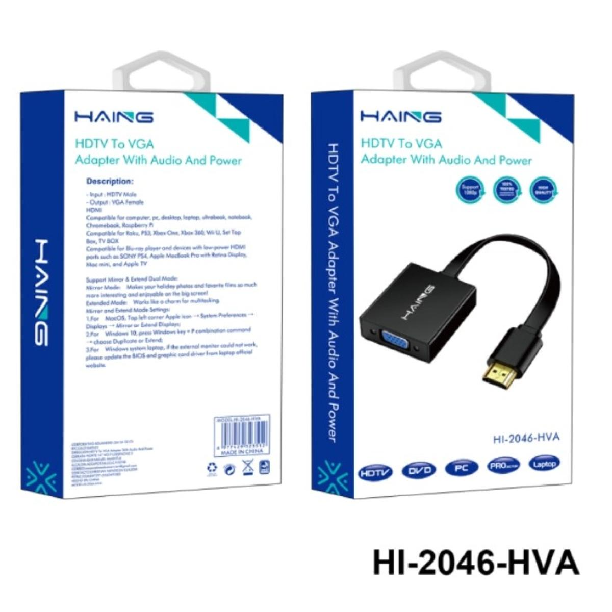 HAING HI-2046-HVA HDMI to VGA Adapter With Audio And Power HAING HI-2046-HVA HDMI to VGA Adapter With Audio And Power